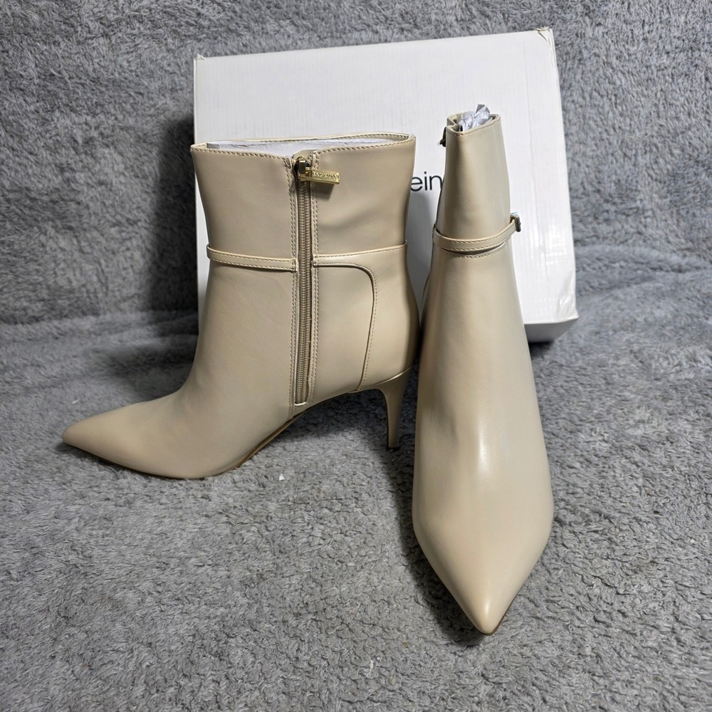 Calvin Klein Vivera Ivory Pointed Toe Ankle Boots Dress Booties Women's 11M NEW - Picture 4 of 8